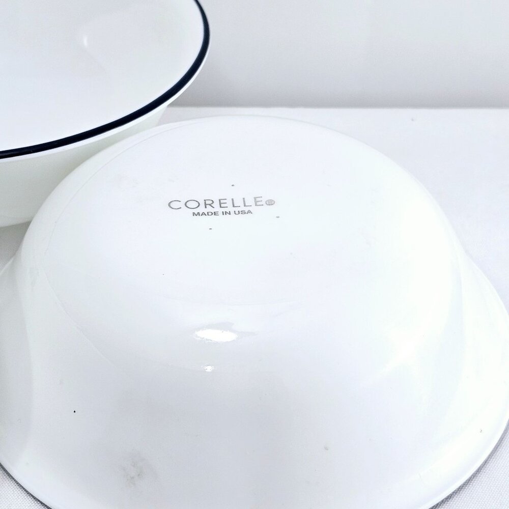 Corelle Promise Soup Salad Bowl 6" set-3 navy blue rim farmhouse cottage core - Picture 7 of 8